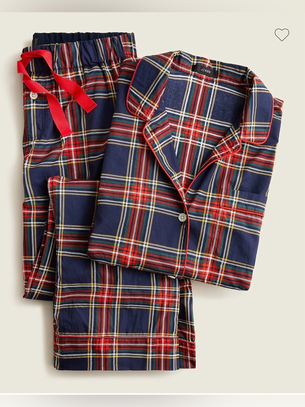 J.Crew Tartan Plaid Cotton Pajama Set Button Top Pants Holiday Large L